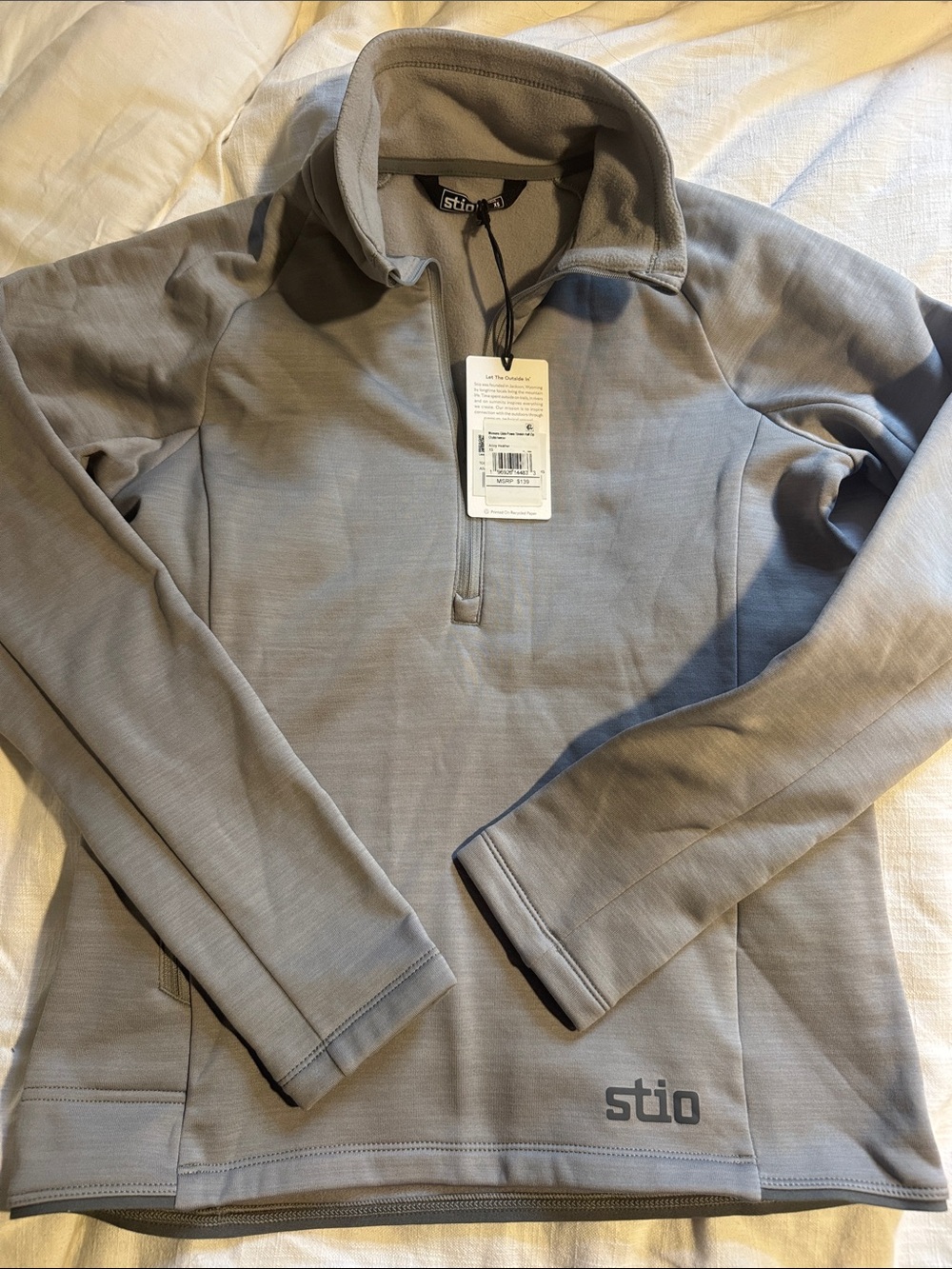 Stio Womens Light Gray Quarter-Zip Fleece Pullover